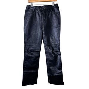 Santa Fe Black 100% Leather Moto Mob Wife Pants Women's Size 10